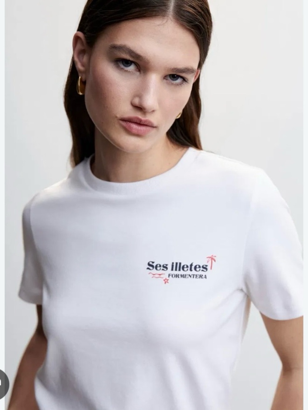 NWT Mango Tee White 'Ses Illetes Formentera' Tee